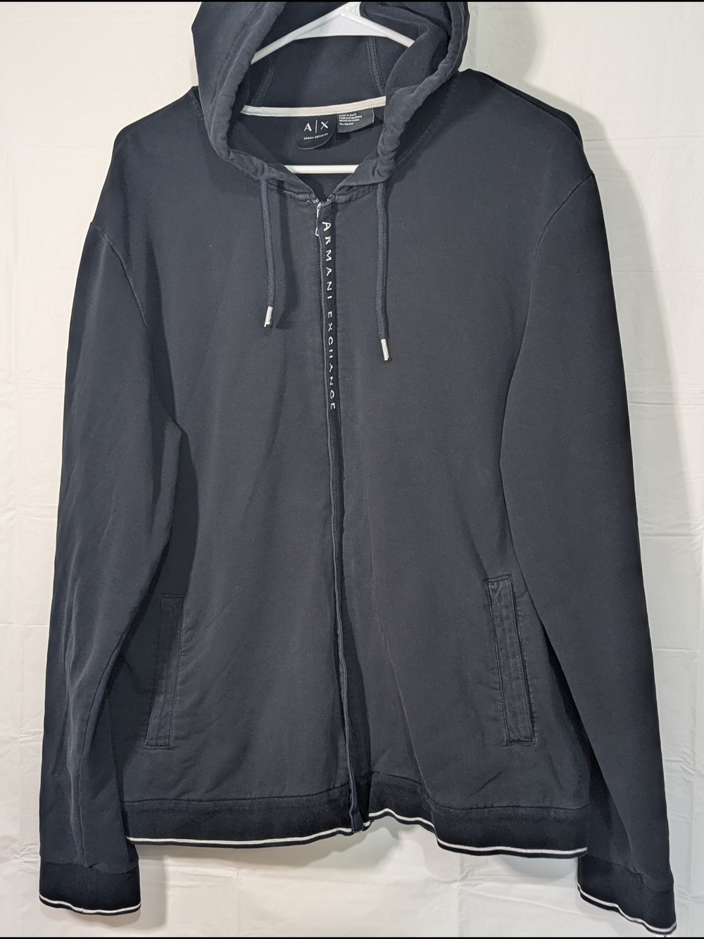 Armani Exchange A|X Women's XL Black Full Zip Hoodie Sweatshirt Logo Drawstring